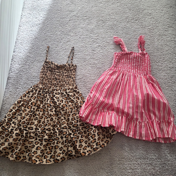 Leopard and Pink Striped Kids Dress Set